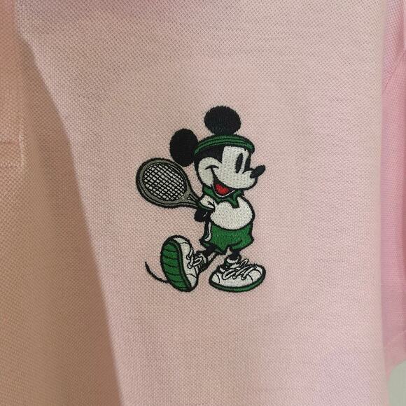 Disney Men’s Mickey Mouse Polo Shirt Pink Size Large - Picture 2 of 9